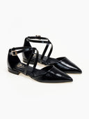 Μπαλαρίνες μυτερές με crossover λουράκια TFP - Μαύρο - thefashionproject.gr - TFP