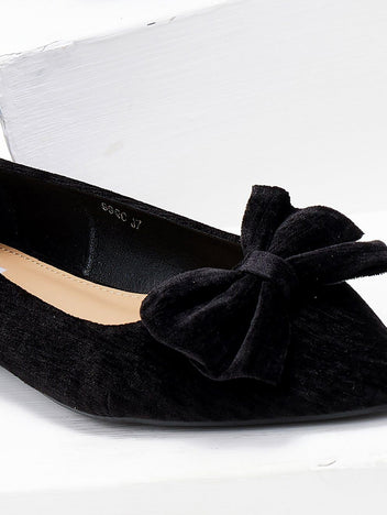 Μπαλαρίνες μυτερές με φιογκάκι - Μαύρο - thefashionproject.gr - Bellamica