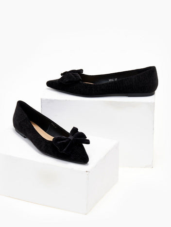 Μπαλαρίνες μυτερές με φιογκάκι - Μαύρο - thefashionproject.gr - Bellamica
