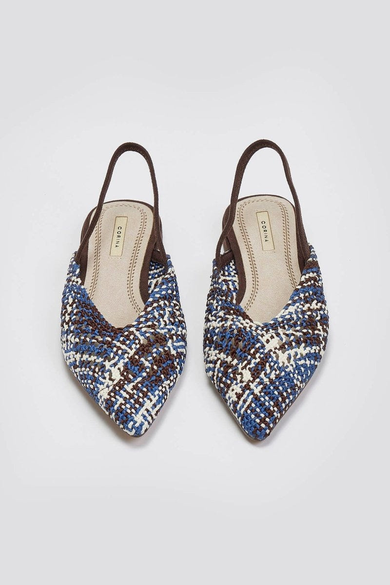 Μπαλαρίνες μυτερές με λάστιχο CORINA - Μπλε - thefashionproject.gr - CORINA
