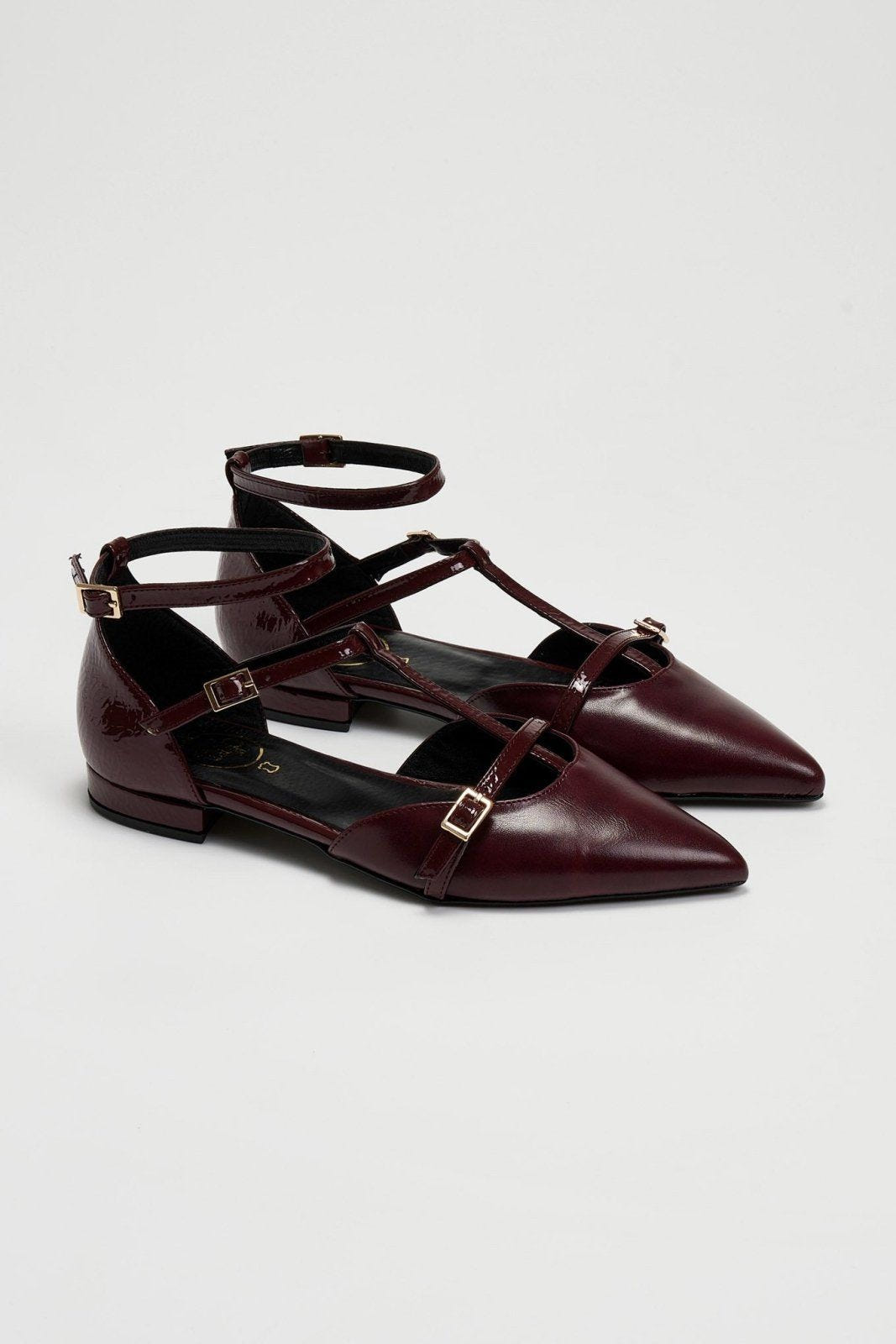 Μπαλαρίνες μυτερές με μπαρέτα Tfp - Burgundy - thefashionproject.gr - TFP