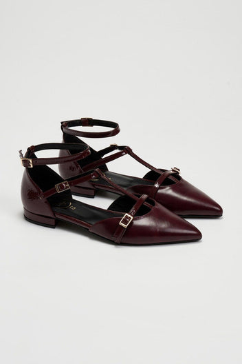 Μπαλαρίνες μυτερές με μπαρέτα Tfp - Burgundy - thefashionproject.gr - TFP