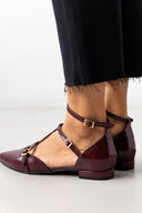 Μπαλαρίνες μυτερές με μπαρέτα Tfp - Burgundy - thefashionproject.gr - TFP