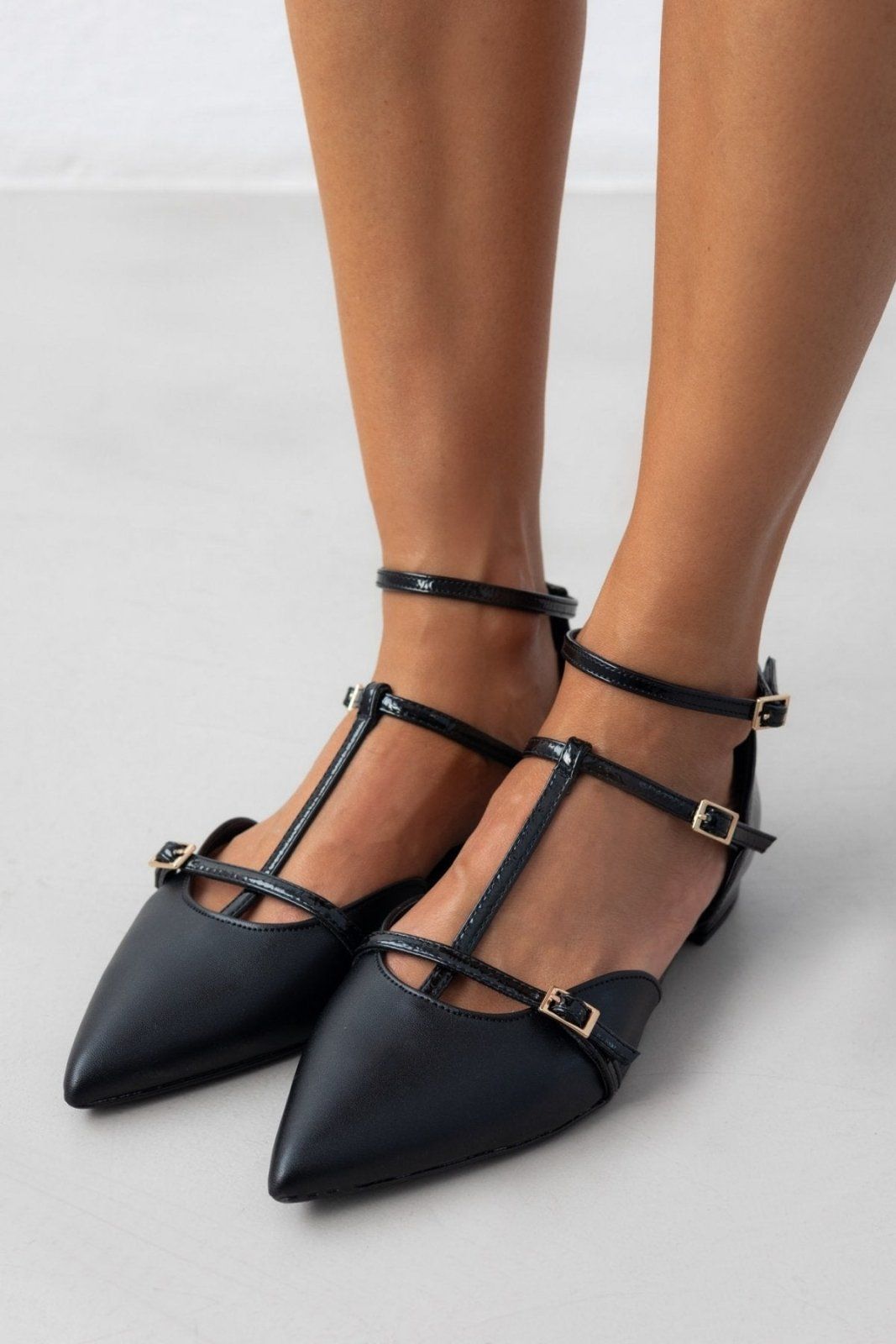 Μπαλαρίνες μυτερές με μπαρέτα Tfp - Μαύρο - thefashionproject.gr - TFP
