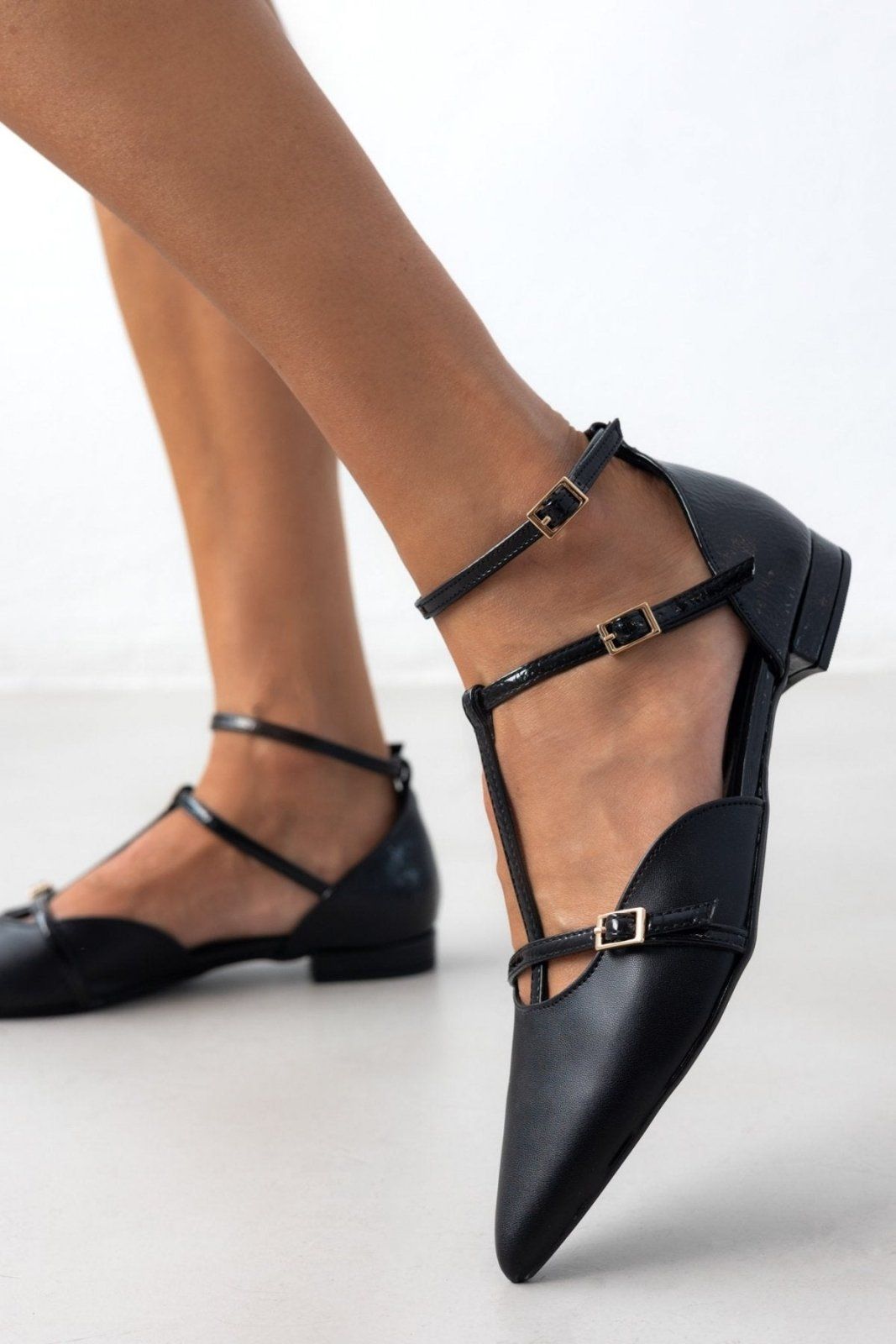 Μπαλαρίνες μυτερές με μπαρέτα Tfp - Μαύρο - thefashionproject.gr - TFP