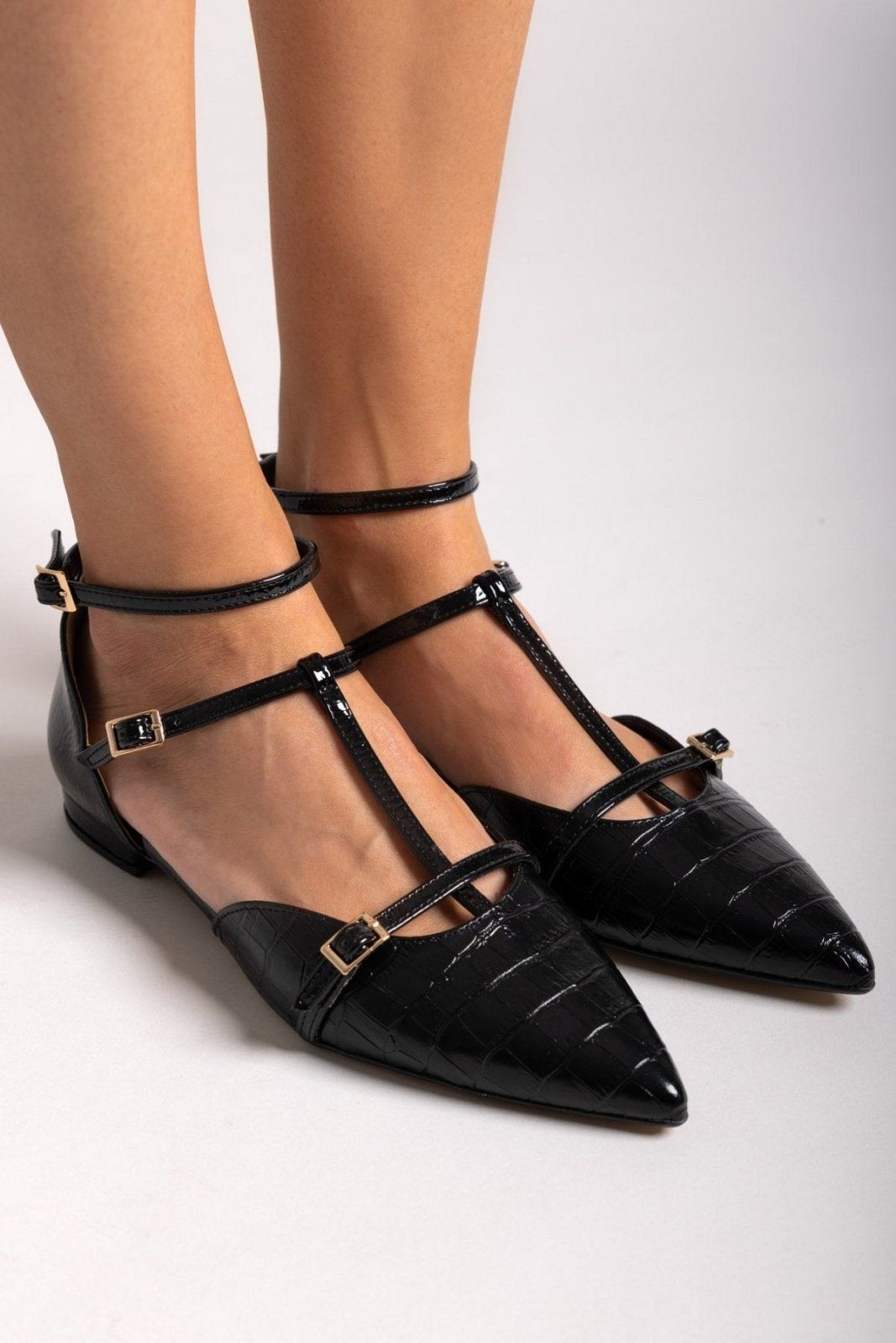 Μπαλαρίνες μυτερές με μπαρέτα TFP - Μαύρο - thefashionproject.gr - TFP