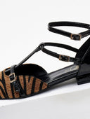 Μπαλαρίνες μυτερές με ponyskin TFP - Μαύρο/Μπεζ - thefashionproject.gr - TFP