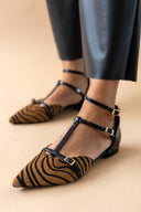 Μπαλαρίνες μυτερές με ponyskin TFP - Μαύρο/Μπεζ - thefashionproject.gr - TFP