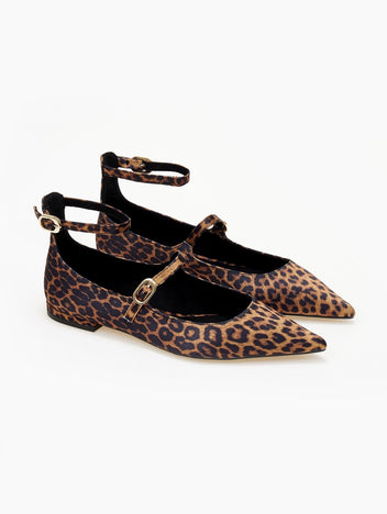 Μπαλαρίνες μυτερές με print CAROLINA - Leopard - thefashionproject.gr - CAROLINA