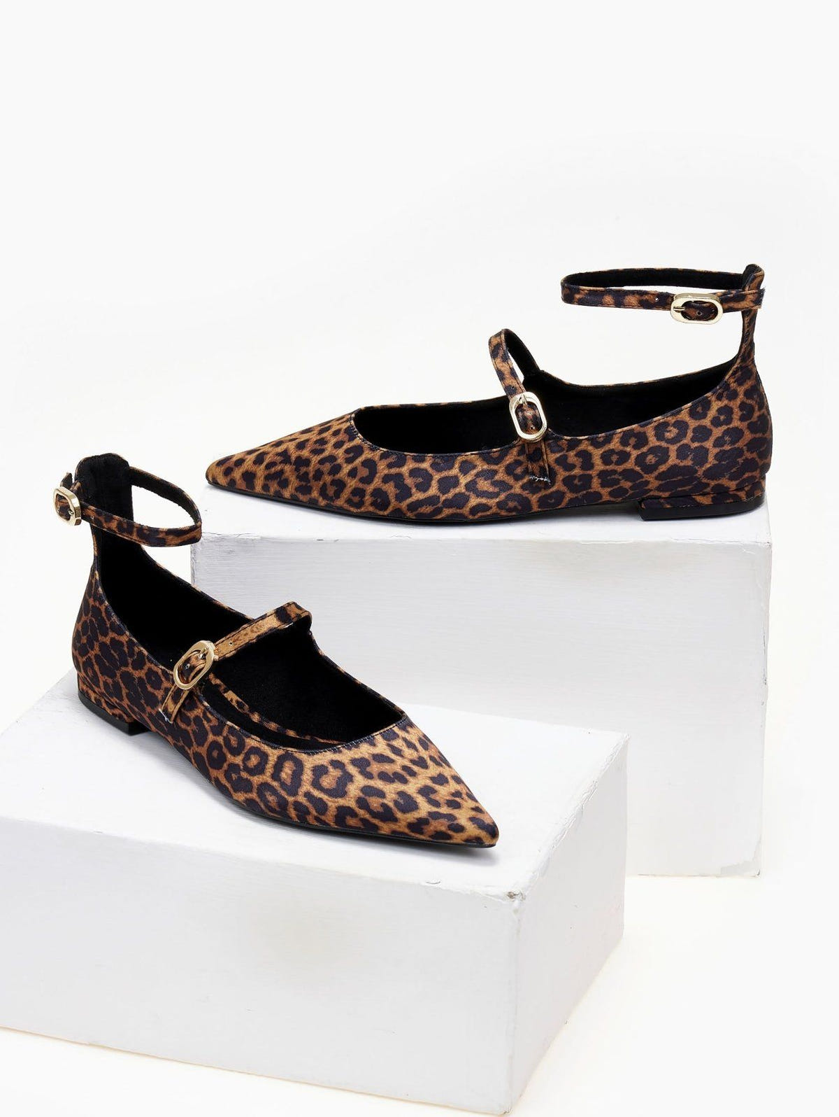 Μπαλαρίνες μυτερές με print CAROLINA - Leopard - thefashionproject.gr - CAROLINA