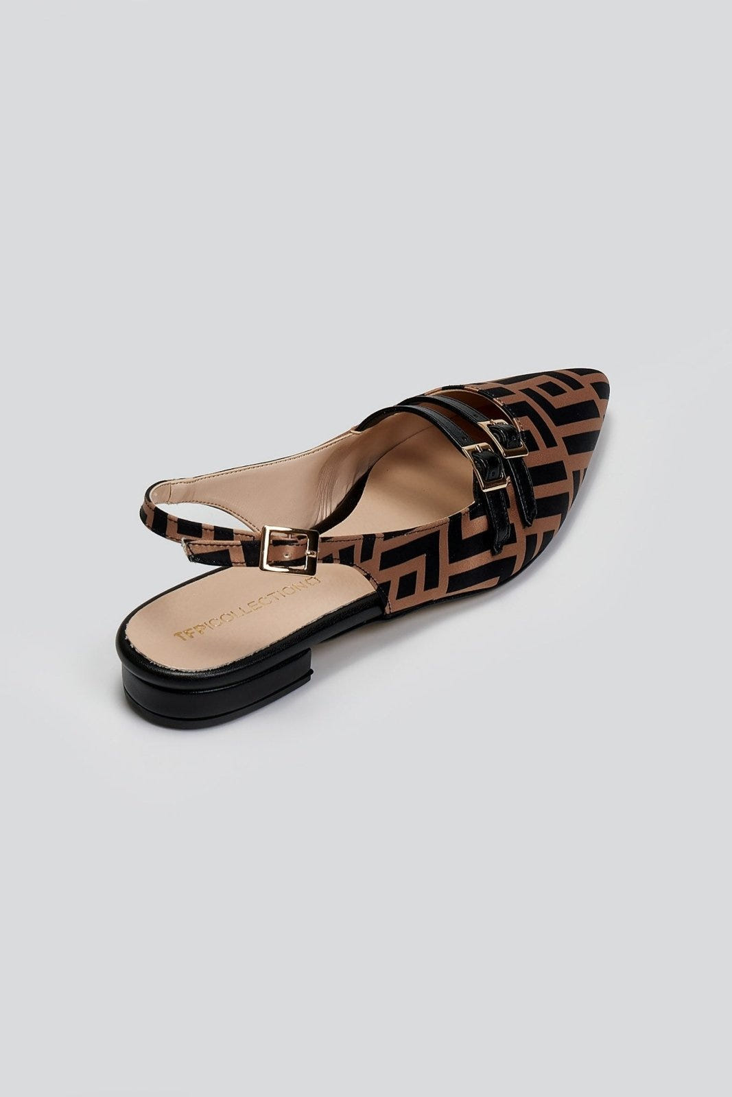 Μπαλαρίνες μυτερές με print TFP - Καφέ - thefashionproject.gr - TFP