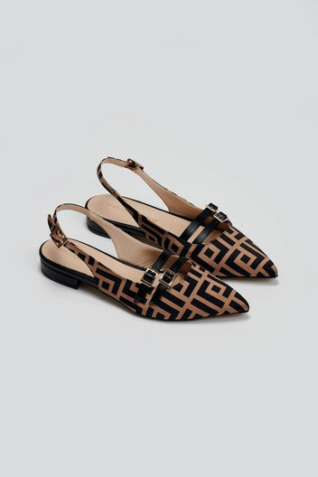 Μπαλαρίνες μυτερές με print TFP - Καφέ - thefashionproject.gr - TFP