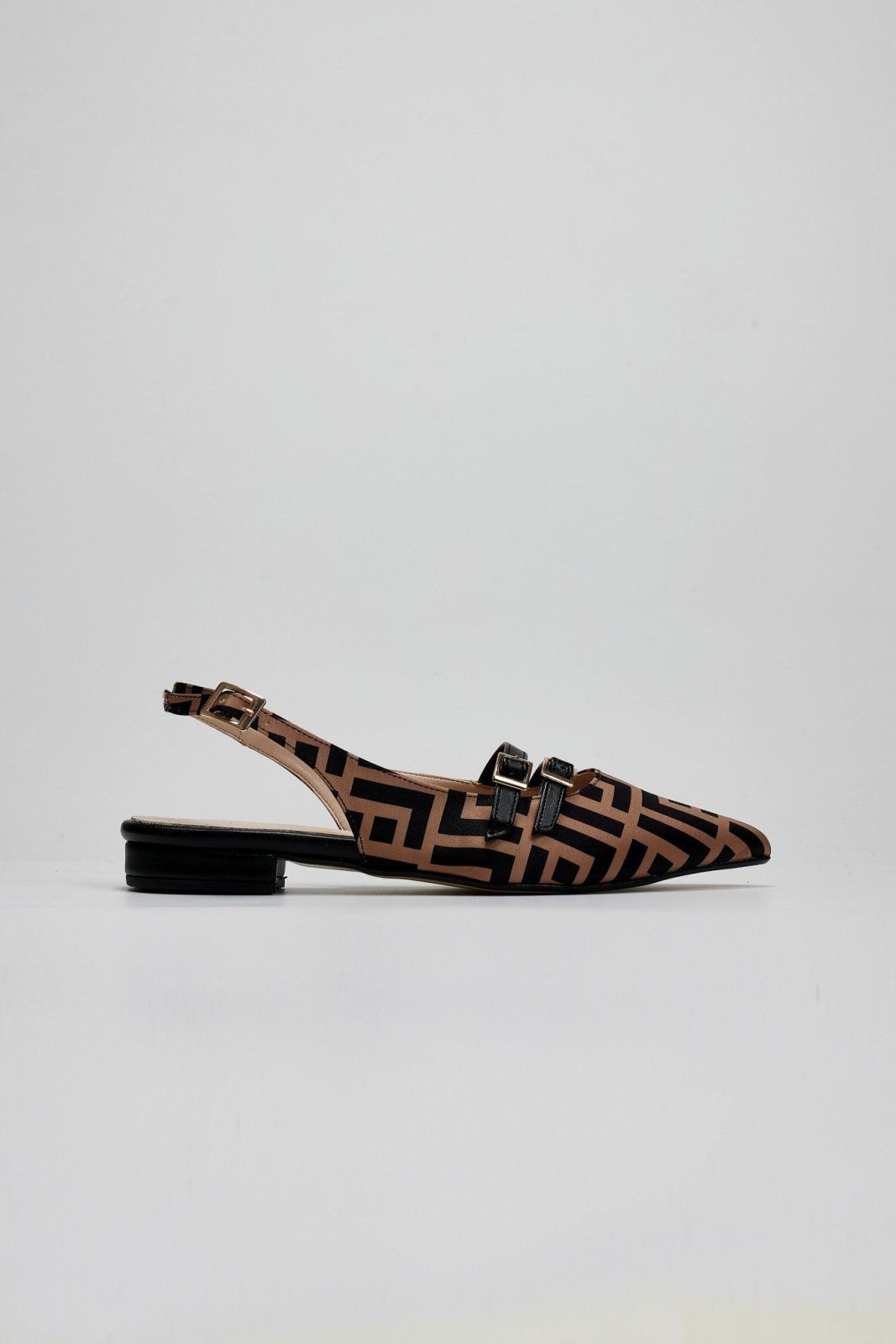 Μπαλαρίνες μυτερές με print TFP - Καφέ - thefashionproject.gr - TFP