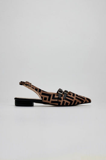Μπαλαρίνες μυτερές με print TFP - Καφέ - thefashionproject.gr - TFP