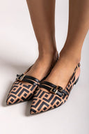 Μπαλαρίνες μυτερές με print TFP - Καφέ - thefashionproject.gr - TFP