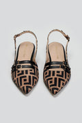 Μπαλαρίνες μυτερές με print TFP - Καφέ - thefashionproject.gr - TFP
