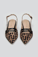 Μπαλαρίνες μυτερές με print TFP - Καφέ - thefashionproject.gr - TFP