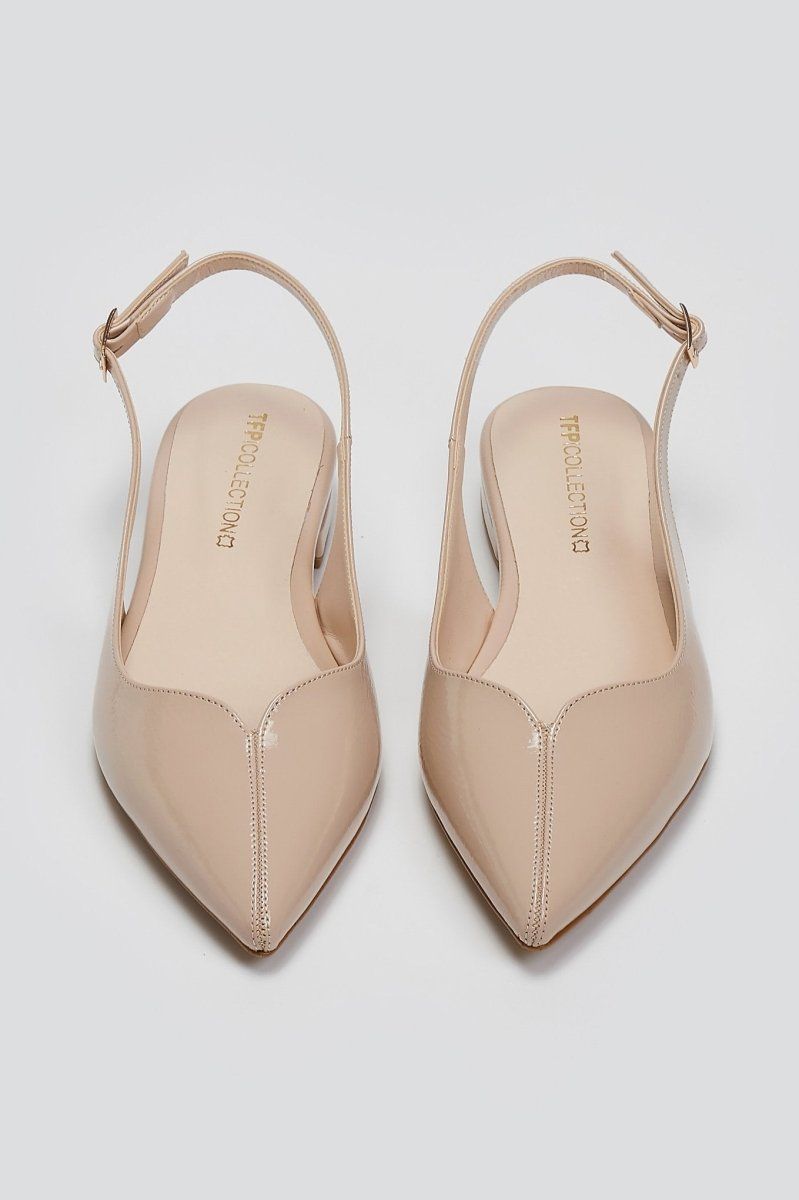 Μπαλαρίνες μυτερές με slingback λουράκι TFP - Nude - thefashionproject.gr - TFP