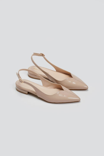 Μπαλαρίνες μυτερές με slingback λουράκι TFP - Nude - thefashionproject.gr - TFP