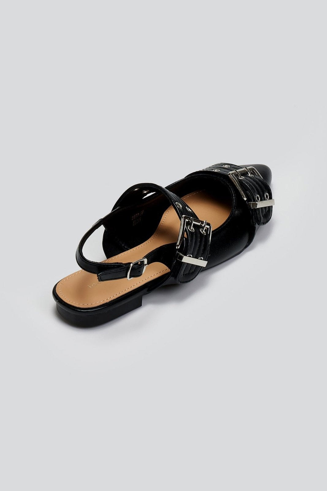 Μπαλαρίνες μυτερές με τοκάδες - Μαύρο - thefashionproject.gr - Ideal shoes
