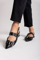 Μπαλαρίνες μυτερές με τοκάδες - Μαύρο - thefashionproject.gr - Ideal shoes