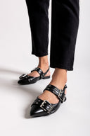 Μπαλαρίνες μυτερές με τοκάδες - Μαύρο - thefashionproject.gr - Ideal shoes