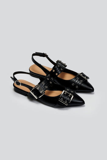 Μπαλαρίνες μυτερές με τοκάδες - Μαύρο - thefashionproject.gr - Ideal shoes