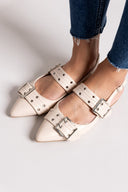Μπαλαρίνες μυτερές με τοκάδες - Μπεζ - thefashionproject.gr - Ideal shoes