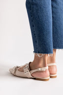 Μπαλαρίνες μυτερές με τοκάδες - Μπεζ - thefashionproject.gr - Ideal shoes