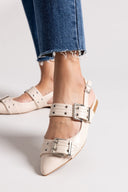 Μπαλαρίνες μυτερές με τοκάδες - Μπεζ - thefashionproject.gr - Ideal shoes
