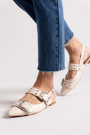 Μπαλαρίνες μυτερές με τοκάδες - Μπεζ - thefashionproject.gr - Ideal shoes