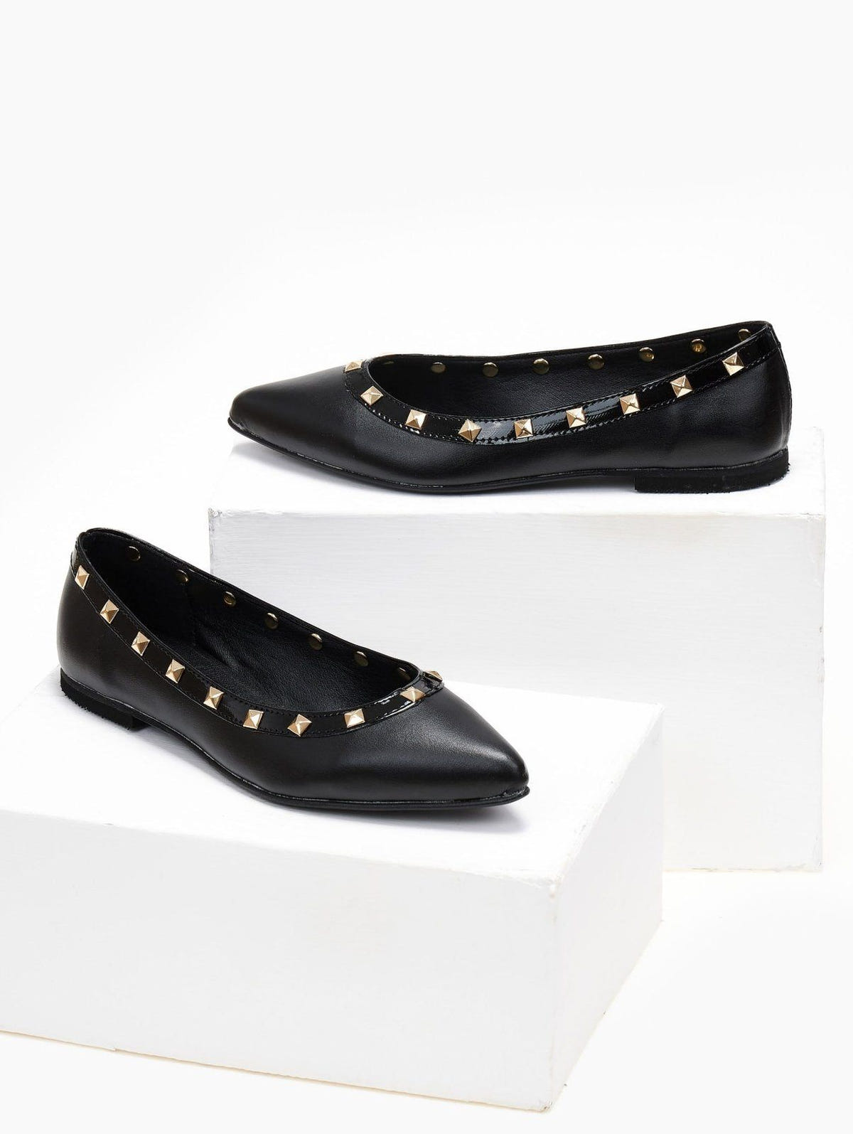 Μπαλαρίνες μυτερές με τρουκς estil - Μαύρο - thefashionproject.gr - Estil