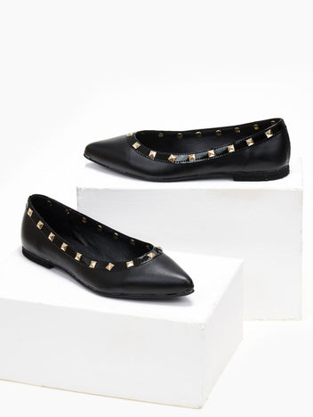 Μπαλαρίνες μυτερές με τρουκς estil - Μαύρο - thefashionproject.gr - Estil