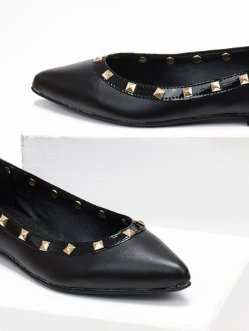 Μπαλαρίνες μυτερές με τρουκς estil - Μαύρο - thefashionproject.gr - Estil