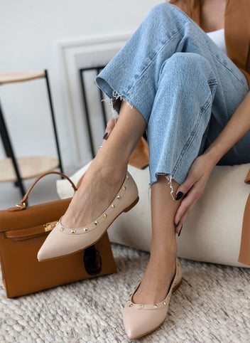 Μπαλαρίνες μυτερές με τρουκς estil - Nude - thefashionproject.gr - Estil