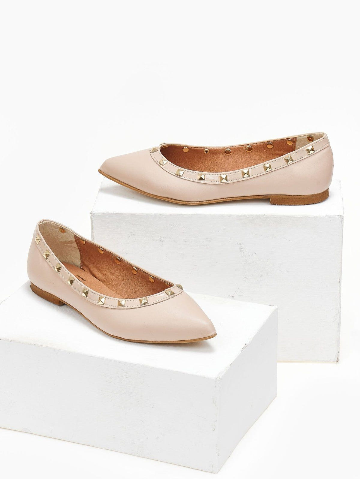 Μπαλαρίνες μυτερές με τρουκς estil - Nude - thefashionproject.gr - Estil