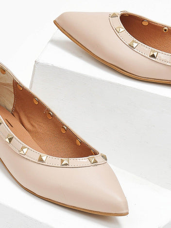 Μπαλαρίνες μυτερές με τρουκς estil - Nude - thefashionproject.gr - Estil
