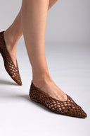 Μπαλαρίνες μυτερές πλεκτές CORINA - Καφέ - thefashionproject.gr - CORINA