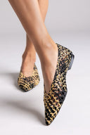 Μπαλαρίνες μυτερές πλεκτές CORINA - Μαύρο/Μπεζ - thefashionproject.gr - CORINA
