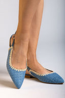 Μπαλαρίνες μυτερές slingback από ψάθα ERYNN - Γαλάζιο - thefashionproject.gr - ERYNN