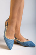 Μπαλαρίνες μυτερές slingback από ψάθα ERYNN - Γαλάζιο - thefashionproject.gr - ERYNN