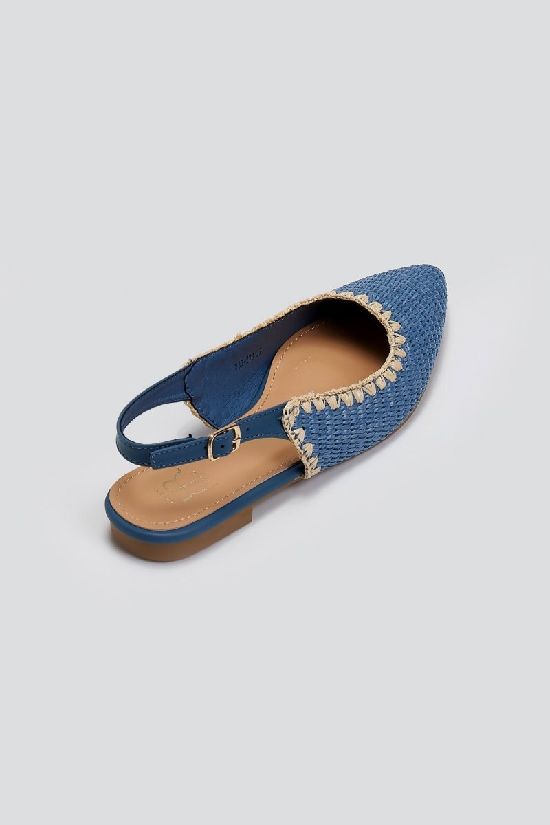 Μπαλαρίνες μυτερές slingback από ψάθα ERYNN - Γαλάζιο - thefashionproject.gr - ERYNN