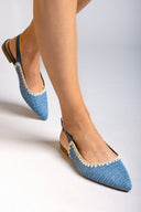 Μπαλαρίνες μυτερές slingback από ψάθα ERYNN - Γαλάζιο - thefashionproject.gr - ERYNN