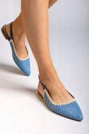 Μπαλαρίνες μυτερές slingback από ψάθα ERYNN - Γαλάζιο - thefashionproject.gr - ERYNN