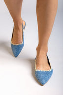 Μπαλαρίνες μυτερές slingback από ψάθα ERYNN - Γαλάζιο - thefashionproject.gr - ERYNN