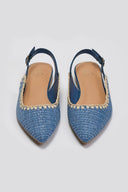 Μπαλαρίνες μυτερές slingback από ψάθα ERYNN - Γαλάζιο - thefashionproject.gr - ERYNN