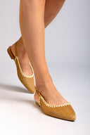 Μπαλαρίνες μυτερές slingback από ψάθα ERYNN - Κάμελ - thefashionproject.gr - ERYNN