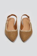 Μπαλαρίνες μυτερές slingback από ψάθα ERYNN - Κάμελ - thefashionproject.gr - ERYNN