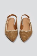 Μπαλαρίνες μυτερές slingback από ψάθα ERYNN - Κάμελ - thefashionproject.gr - ERYNN