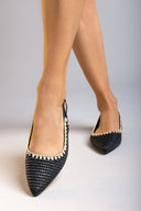 Μπαλαρίνες μυτερές slingback από ψάθα ERYNN - Μαύρο - thefashionproject.gr - ERYNN